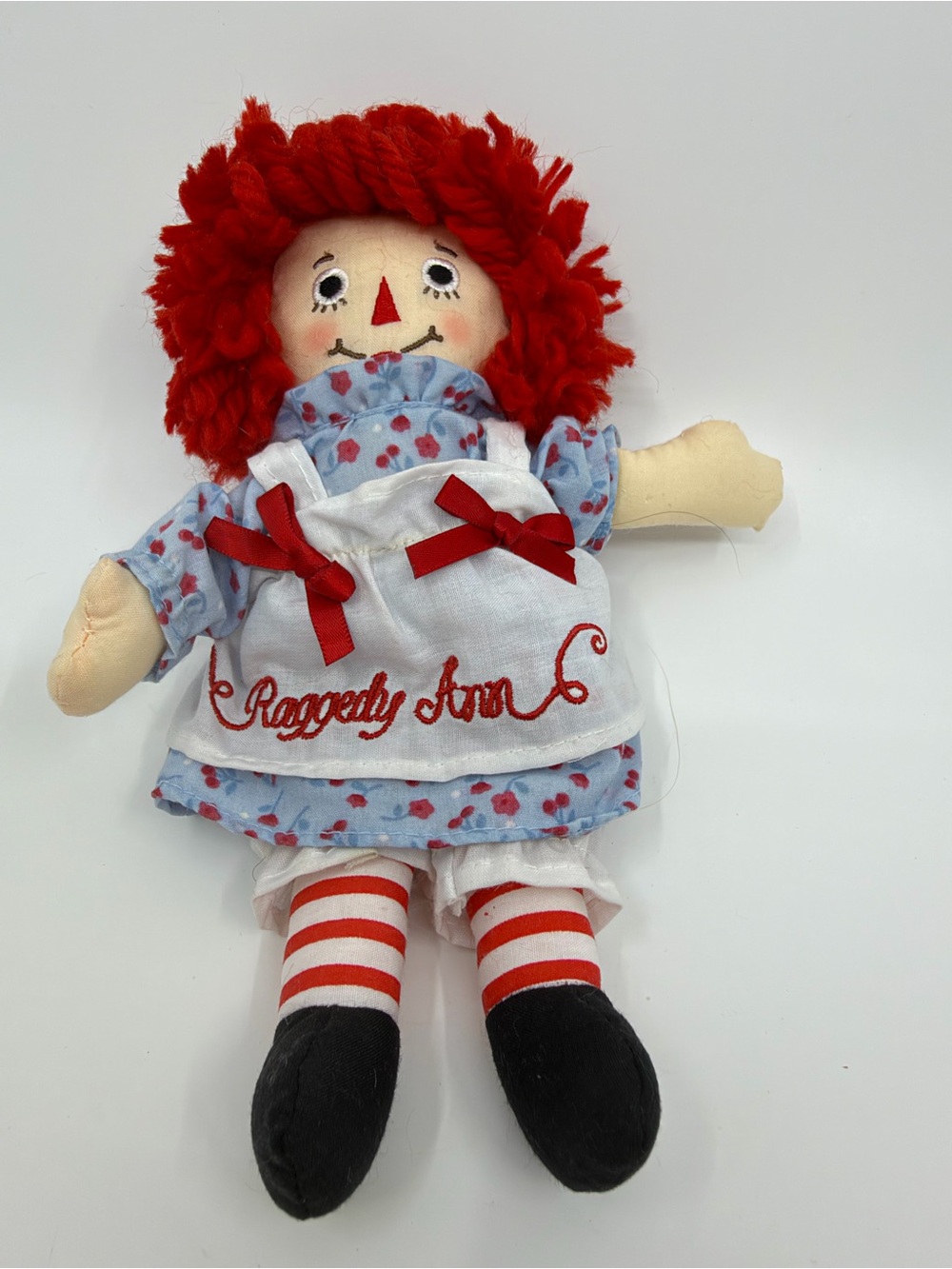 2012 Aurora Hasbro Raggedy Ann 9” Cloth Doll Blue Floral Dress